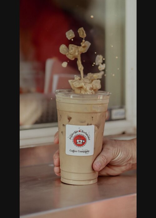 Prineville Coffee Company Boba Drink with Cherry Boba